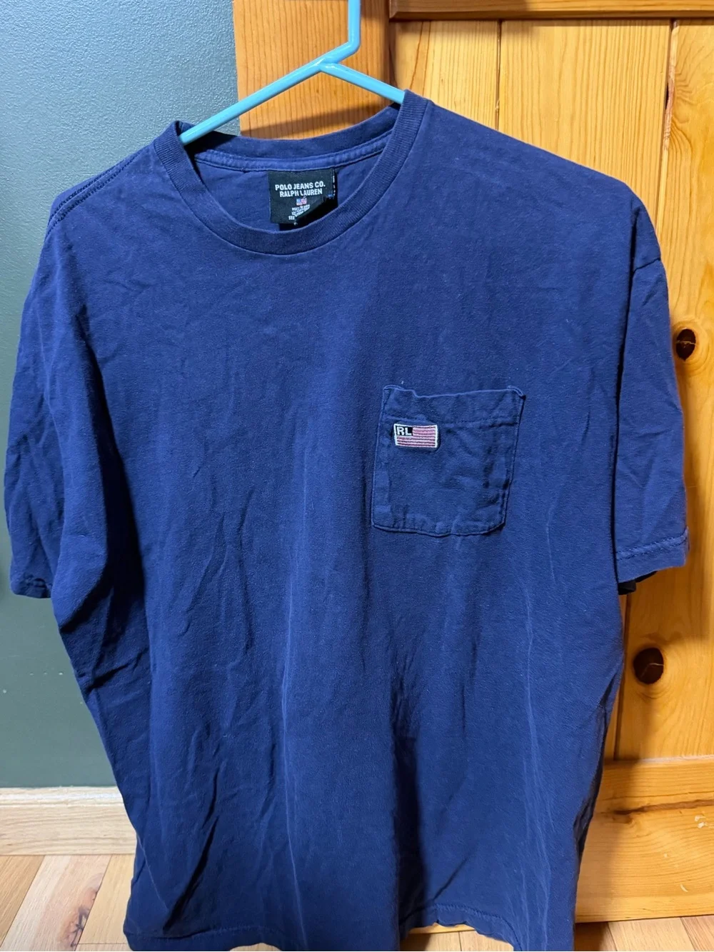 Polo by Ralph Lauren Navy Pocket Tee with Flag Patch